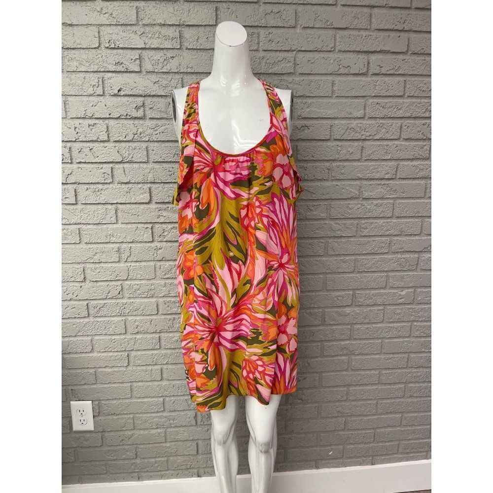 Alice & Trixie Women Sleeveless Multi Color Silk Ruffle Halter Dress Size S